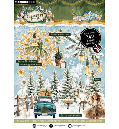 SL-CF-DCPP475 - StudioLight - StudioLight Bloc Papier Die-Cut – Paper Elements Christmas Forest n° 475 - 