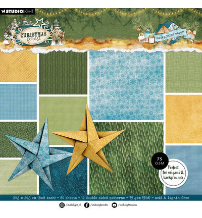 SL-CF-DPP476 - StudioLight - StudioLight Bloc Papier Multifonction – Origami & Backgrounds Christmas Forest n° 476 - 