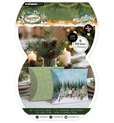 SL-CF-GBPP480 - StudioLight - StudioLight Bloc Papier Boîtes Cadeaux – Pillowbox Christmas Forest n° 480 - 