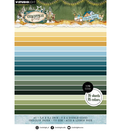 SL-CF-UPP478 - StudioLight - StudioLight Bloc Papier Unicolore – Unicolor Christmas Forest n° 478 - Juin 2026