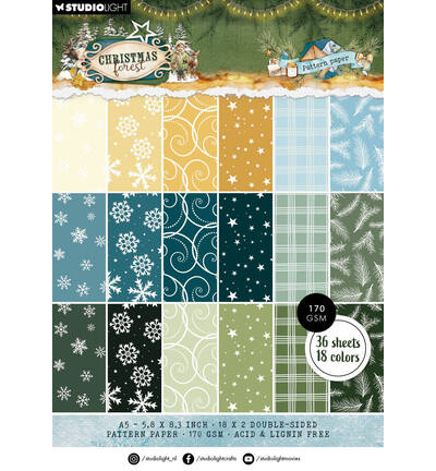 SL-CF-PPP477 - StudioLight - StudioLight Bloc Papier Motifs – Pattern Christmas Forest n° 477 - 