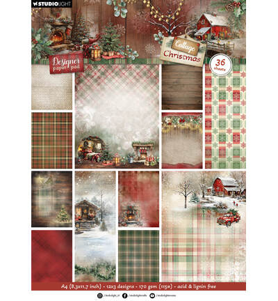 SL-CC-DPP484 - StudioLight - StudioLight Bloc Papier Design – Background Paper Cottage Christmas n° 484 - Papiers design & motifs