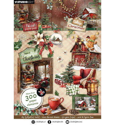 SL-CC-DCPP485 - StudioLight - StudioLight Bloc Papier Die-Cut – Paper Elements Cottage Christmas n° 485 - Blocs papier die-cut