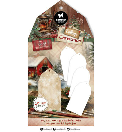 SL-CC-TAGBL14 - StudioLight - StudioLight Bloc Papier Étiquettes – White Tags Cottage Christmas n° 14 - Labels & Tags