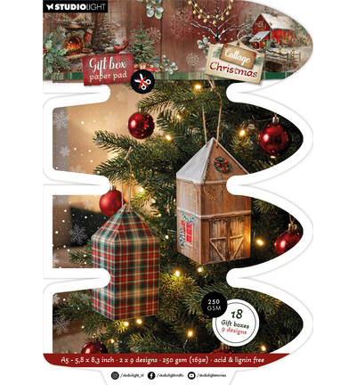 SL-CC-GBPP490 - StudioLight - StudioLight Bloc Papier Boîtes Cadeaux – House Box Cottage Christmas n° 490 - Boites & emballages
