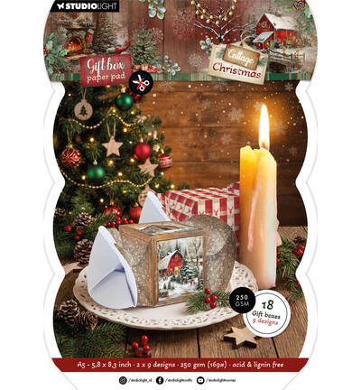 SL-CC-GBPP491 - StudioLight - StudioLight Bloc Papier Boîtes Cadeaux – Christmas Cracker Cottage Christmas n° 491 - Boites & emballages