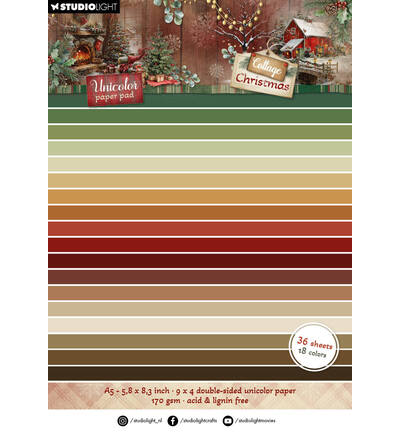 SL-CC-UPP488 - StudioLight - StudioLight Bloc Papier Unicolore – Unicolor Cottage Christmas n° 488 - 