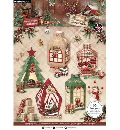 SL-CC-DCPP515 - StudioLight - StudioLight Bloc Papier Die-Cut – DIY Lanterns Cottage Christmas n° 515 - Blocs papier die-cut