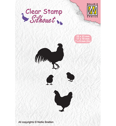 SIL060 - Nellie's Choice - rooster, hen and chicks - 