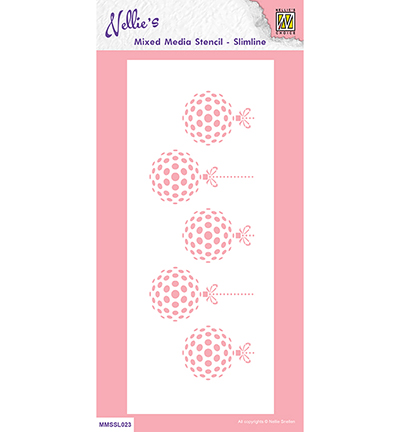 MMSSL023 - Nellie's Choice - Slim line stencils, Xmas baubles - Mixed Media Stencils