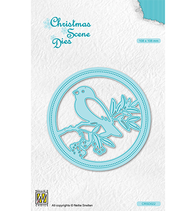 CRSD022 - Nellie's Choice - Round frame Bird on branch - Noël, hiver