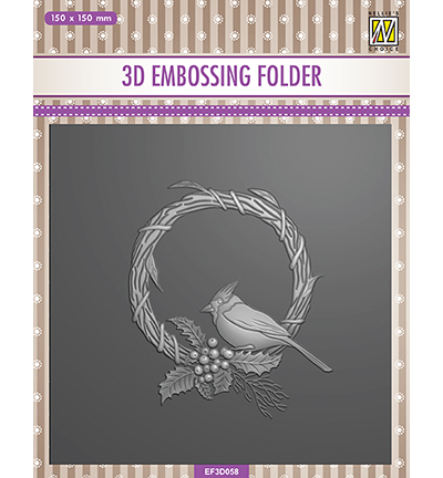 EF3D058 - Nellie's Choice - Square Christmas bird - 3D Embossing Folders