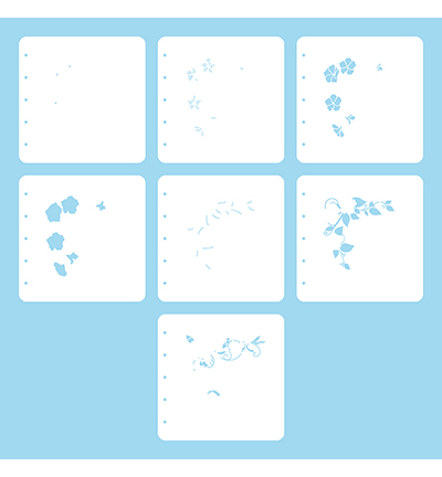 LLSDE001 - Nellie's Choice - Flower Corner 1, Set of 7 stencils - 