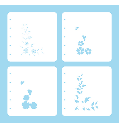 LLSDE004 - Nellie's Choice - Flower Corner 2, Set of 4 stencils - 