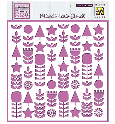 MMS4K-071 - Nellie's Choice - Scandinavian Flowers - Mixed Media Stencils
