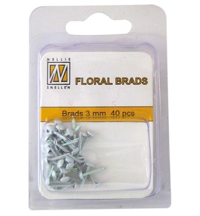 FLP-GB-002 - Nellie's Choice - Floral Glitter Brads Blanc - Floral Glitter Brads