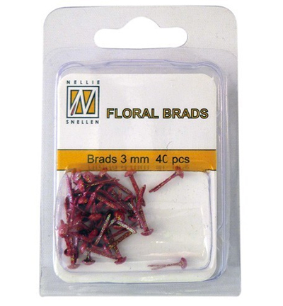 FLP-GB-006 - Nellie's Choice - Floral Glitter Brads Rouge - Floral Glitter Brads