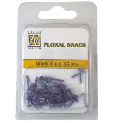 FLP-GB-008 - Nellie's Choice - Floral Glitter Brads Mauve - Floral Glitter Brads