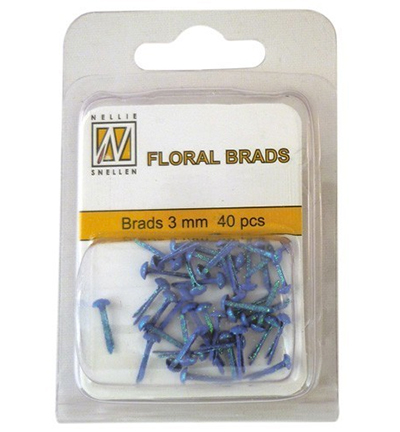FLP-GB-010 - Nellie's Choice - Floral Glitter Brads Saphir - Floral Glitter Brads