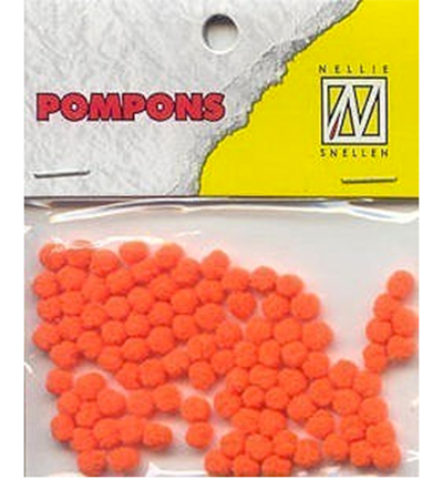 POM022 - Nellie's Choice - Mini pompoms 3mm Orange Neon - 
