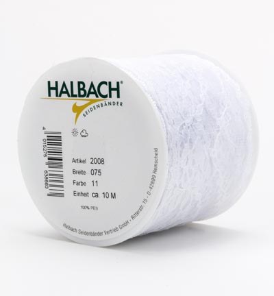2008-075-11-10 - Halbach - White 75mm x 10mtr. - Dentelle