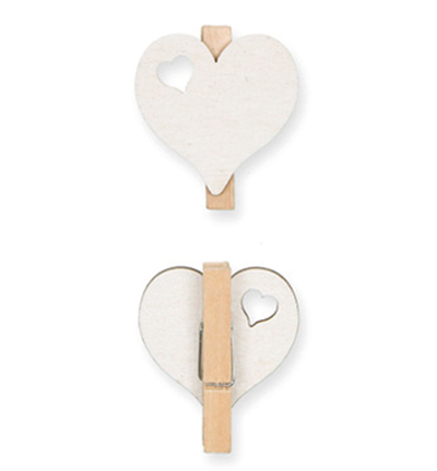 22540-040-11 - Halbach - Heart, White - Wooden Clips