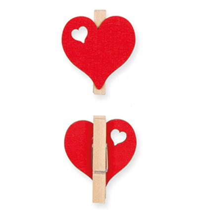 22540-040-77 - Halbach - Heart, Red - Wooden Clips