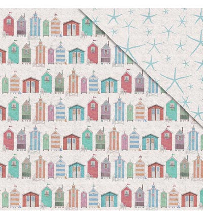 C93 001 - FabScraps - Beach Huts - Scrap Paper 30.4cm