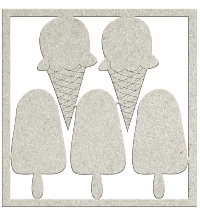 DC93 012 - FabScraps - Embellishment - 2 x Cones & 3 x Lollies - Die-Cuts Chipboard Embellishment