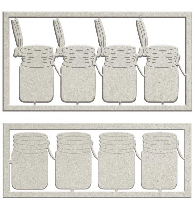 DC96 010 - FabScraps - Embellishment - 8 x Jars (4 x open, 4 x closed) - 