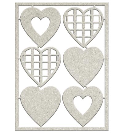 DC96 011 - FabScraps - Embellishment - 6 x Hearts - 