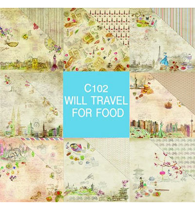 PP102 002 - FabScraps - Will Travel For Food Paper Pad - 