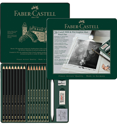 FC-115224 - Faber Castell - Crayons papier FC Pitt Matt et 9000. Boitier métal. - 