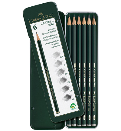 FC-119063 - Faber Castell - Designset crayons 6 pièces - Castell 9000 & Perfect Pencil FC-119063 - Faber Castell - Designset crayons 6 pièces - Castell 9000 & Perfect Pencil