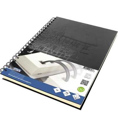 K-5576 - Kangaro - Cahier brouillon à spirale vierge couverture dure, noir - 