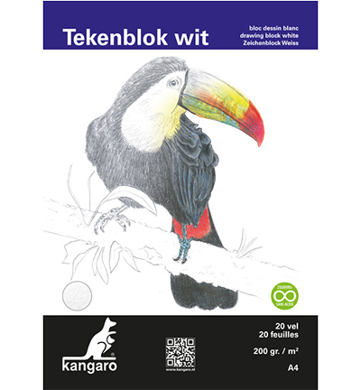 K-5330 - Kangaro - TPapier dessin Kangaro, blanc grain fin - Bloc de dessin