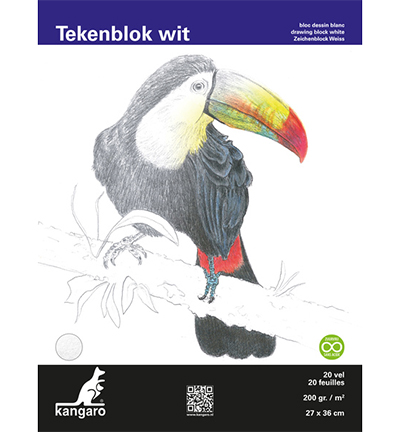 K-5331 - Kangaro - Papier dessin Kangaro, blanc grain fin - Bloc de dessin