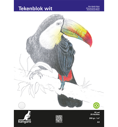 K-5332 - Kangaro - Papier dessin Kangaro, blanc grain fin - Bloc de dessin