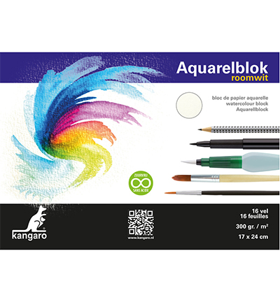 K-5301 - Kangaro - Bloc papier aquarelle Kangaro, blanc cassé - Papier Aquarelle 300gr.