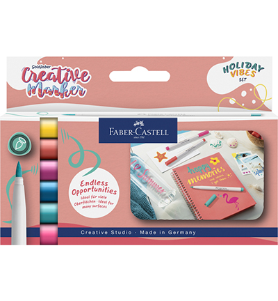 FC-161013 - Faber Castell - Marker creatief FC Goldfaber brushpunt B Holiday Vibes, set a 6 stuks - 