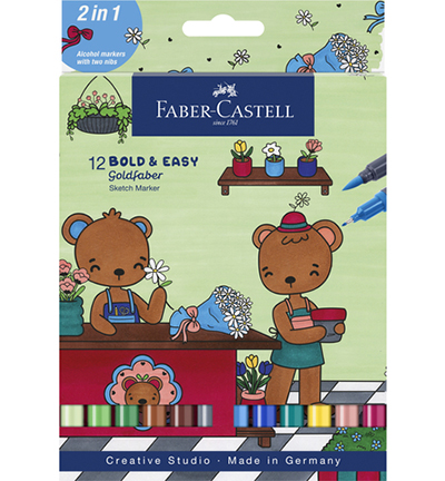 FC-164815 - Faber Castell - Sketchmarker FC Goldfaber Bold Easy World of Teddybears, etui 12 stuks - 