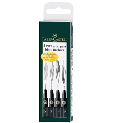 FC-167115 - Faber Castell - Etui a 4st. Zwart M/F/S/XS - Sets & specials Pitt Artist Pen
