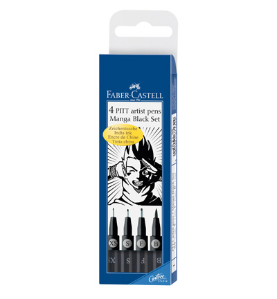 FC-167132 - Faber Castell - Manga 4-Pièces étui Black - Sets & specials Pitt Artist Pen FC-167132 - Faber Castell - Manga 4-Pièces étui Black - Sets & specials Pitt Artist Pen