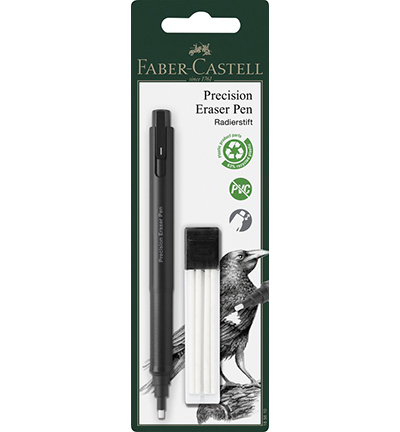 FC-185610 - Faber Castell - Gumpen FC zwart met druk- knop incl. reservegum - Gommes & produits gomme
