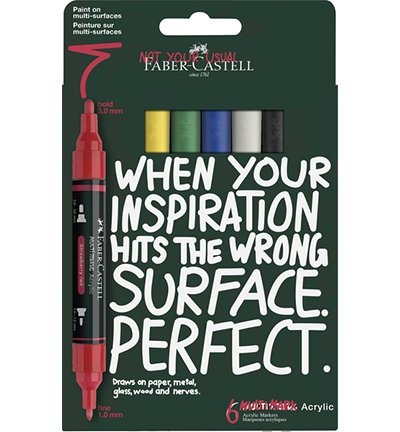 FC-186003 - Faber Castell - Acrylmarker FC Multimark - Basic kartonetui - Marqueurs acryliques FC-186003 - Faber Castell - Acrylmarker FC Multimark - Basic kartonetui - Marqueurs acryliques