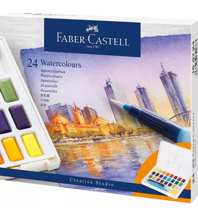 FC-169724 - Faber Castell - Set aquarelle, 24 couleurs, avec palette - Faber Castell Watercolour