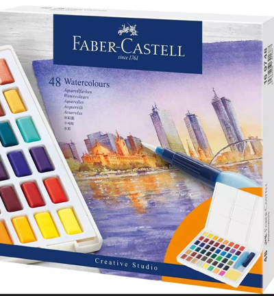 FC-169748 - Faber Castell - Set aquarelle, 48 couleurs, avec palette - Faber Castell Watercolour