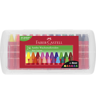 FC-120034 - Faber Castell - Crayons cire FC Jumbo boite de 24 pcs - Craie en Cire rotative