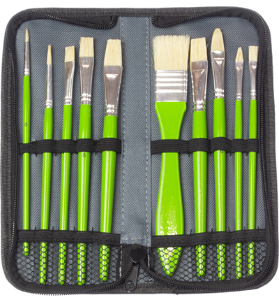 K-840001 - Kangaro - Pinceaux peinture à l'huile, poils soie de porc, en étui - 
