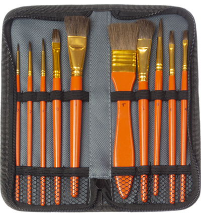 K-840002 - Kangaro - Pinceaux peinture à l'eau, poils de poney, en étui - 